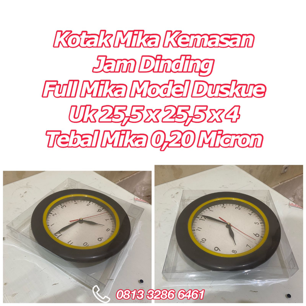 Kotak Mika Model Duskue ( Full Mika ) Uk. 25.5 x 25.5 x 4 Untuk Kemasan Jam dinding