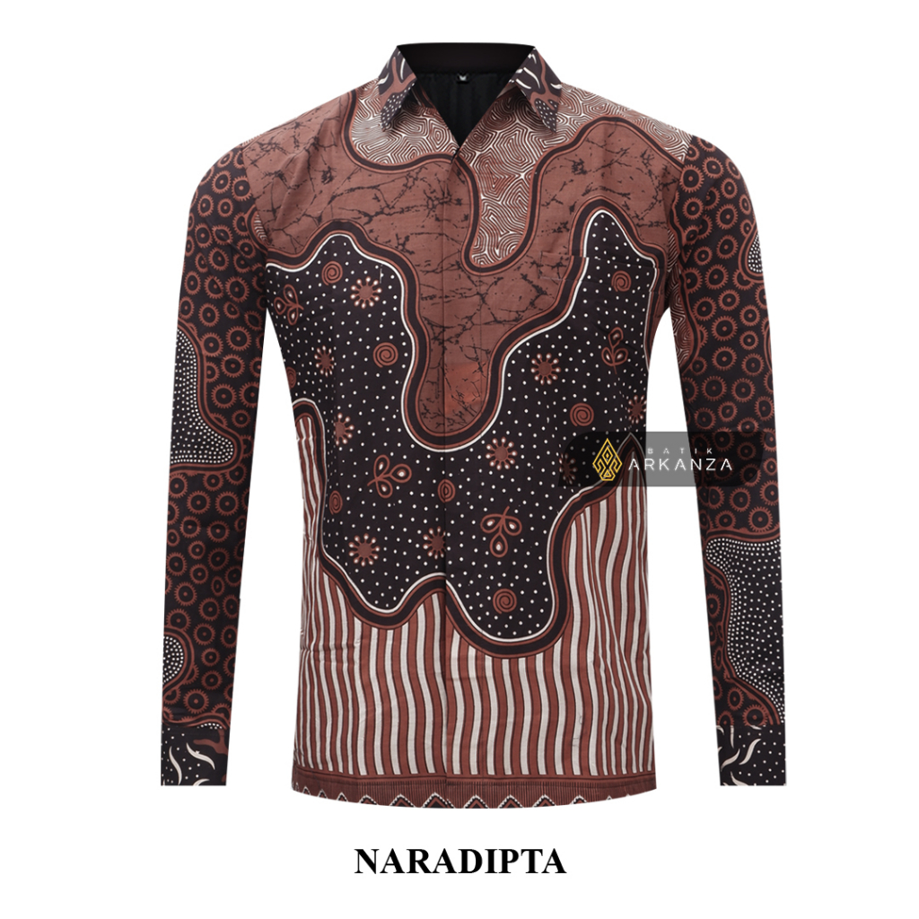 BATIK ARKANZA Motif NARADIPTA Hem Atasan Kemeja Baju Batik Pria Cowok Laki Laki Slimfit Full Lapis Furing Lengan Panjang Lengan Pendek Original Asli