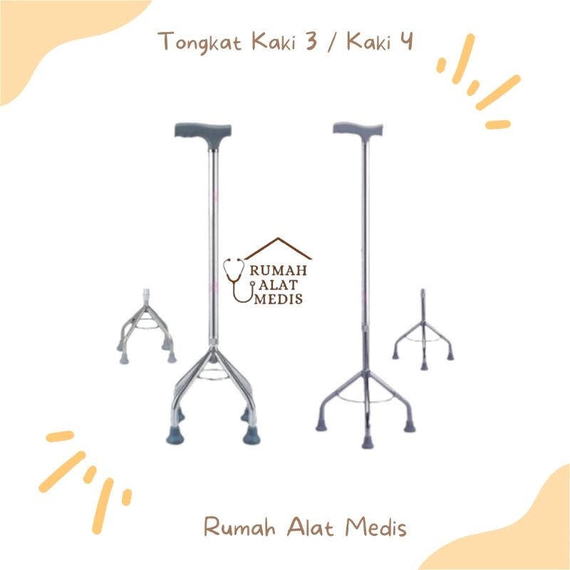 Tongkat Kaki 3 / Kaki 4 / Alat Jalan / Tongkat Lansia