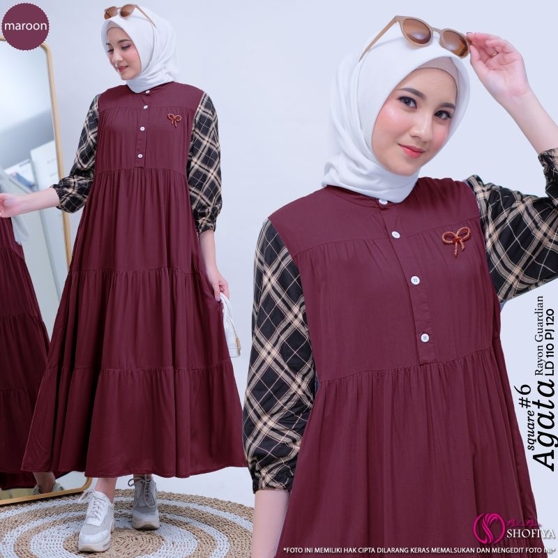 [READY] GAMIS DRESS FASHION MUSLIM AGATA • DASIMA MIDI BY SHOFIYA