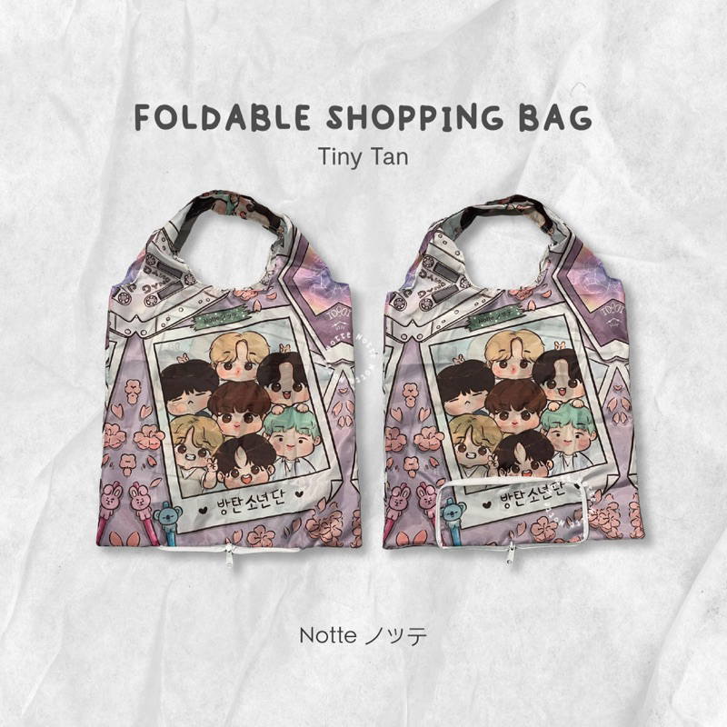 Tas Belanja Lipat Kain Pasar BTS BT21 Kpop Notte / Shopping Bag Lipat Wanita Waterproof Korea Karakter KPOP