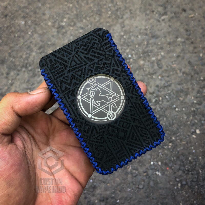 Benang Biru Leather sleeve / Case Basic Centaurus M200 Model Lubang Full Engraving Aztec