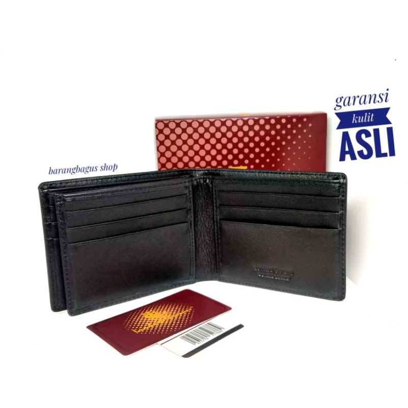 Dompet original ORI bukan KWan kulit asli pria cowok Lombardi Giovanni kuat halus model 3 dimensi / 3 slot uang kertas