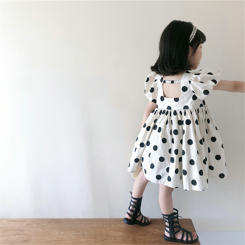 Dress Polkadot Anak Import Gaun Lengan Balon Terusan Rok Anak Cewek