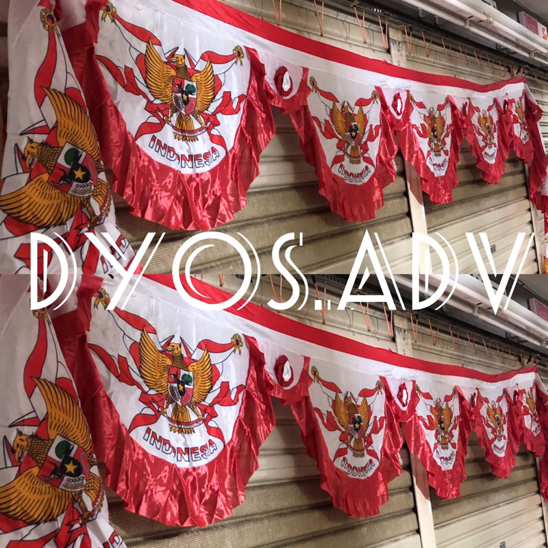 Bendera Vitrase merah putih motif garuda 8 meter