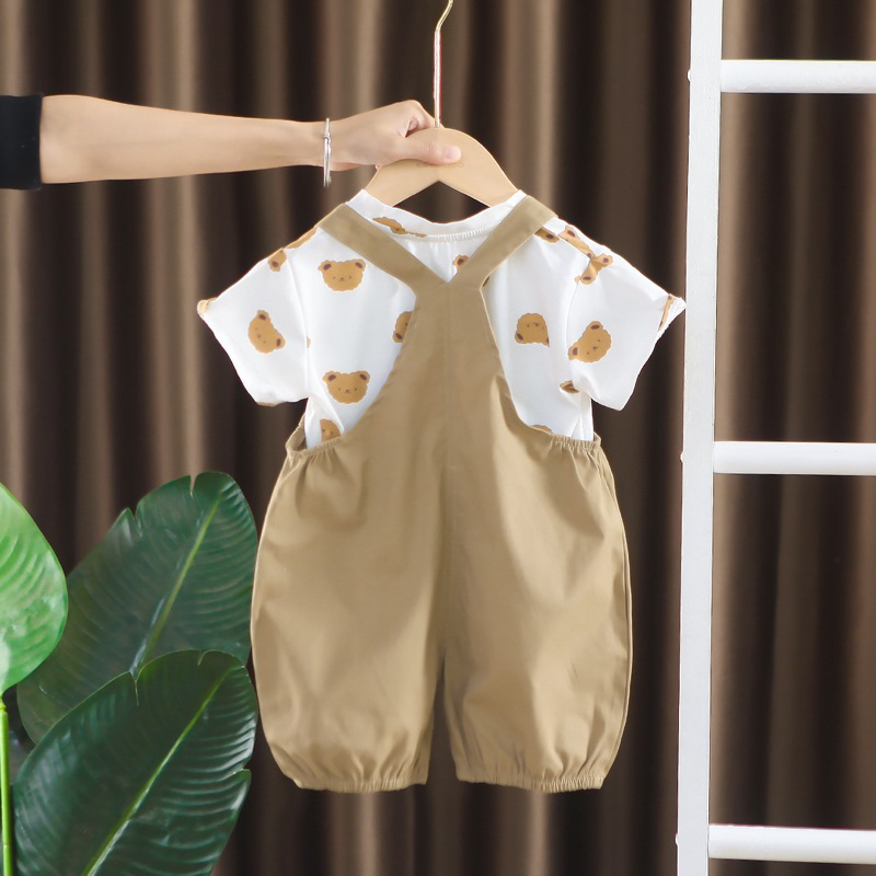 PROMO 10.10 JUNECOLLECTIONS JUMPSUIT BAJU KODOK BEAR ANAK SETELAN ANAK COWOK CEWEK BAJU KODOK ANAK LENGAN PENDEK BAJU OOTD ANAK BAJU BEAR BERUANG OVERALL #722