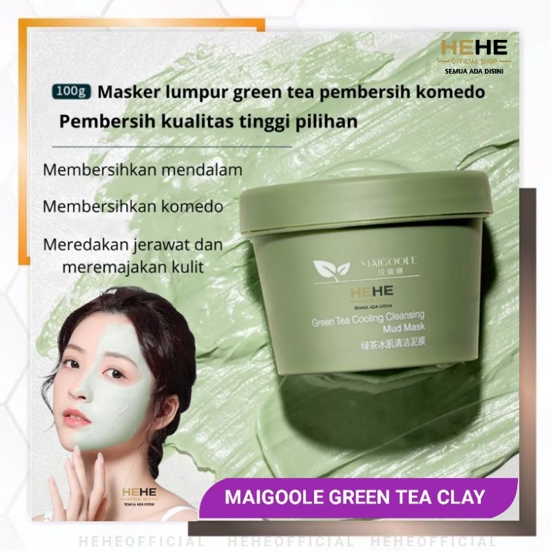 Maigoole Green Tea Clay Mask Masker Wajah Pore Colling Cleansing Mud Mask Masker Lumpur Teh Hijau Be