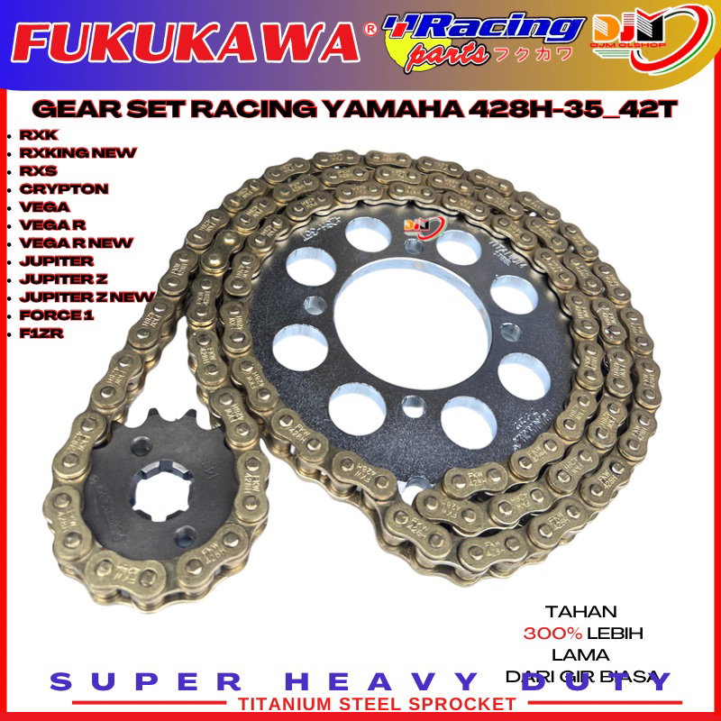 GEAR SET RACING FUKUKAWA MODEL SSS RANTAI GOLD YMH RX-KING, FIZR, JUPITERZ , JUPITER MX, MX-NEW ORIGINAL SSS