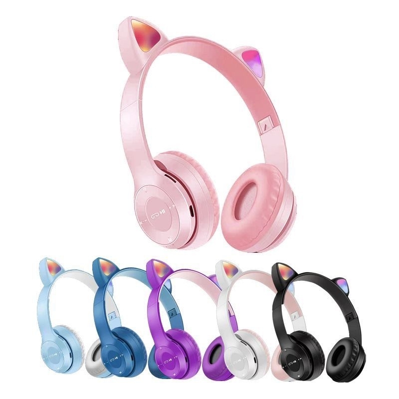 Headphone Bluetooth Bando Cat LED Earphone Headset Wireless Stereo SUPER BASS P47M