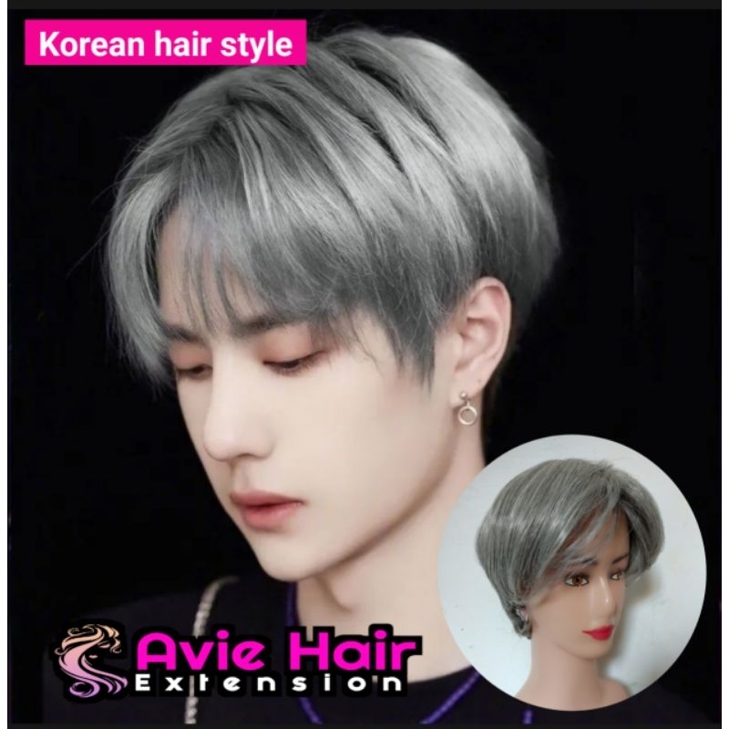 Wig Pria / Rambut palsu Pria belah tengah Cwo Korea / Rambut Palsu Murah