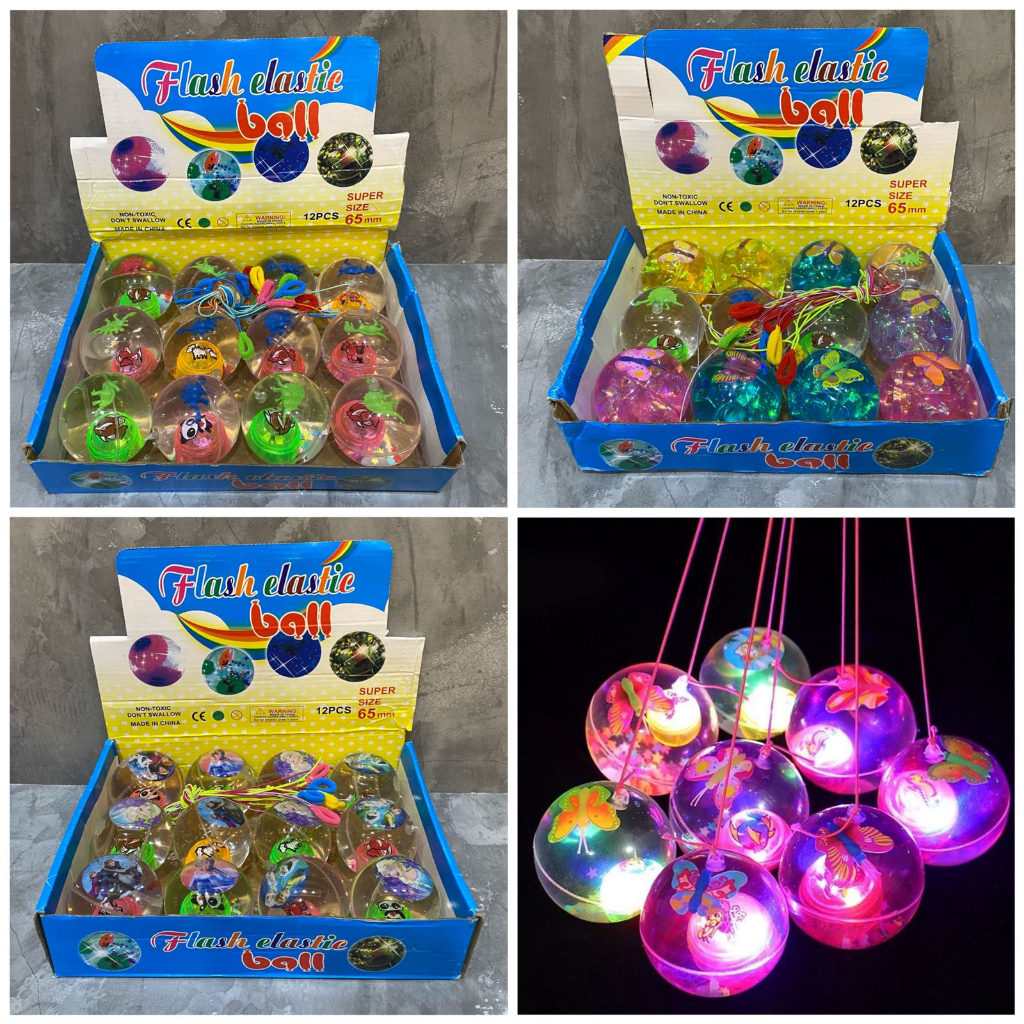 MAINAN BOLA BEKEL LED FLASH BESAR ANAK BALL LAMP 65MM MAINAN ANAK BOLA