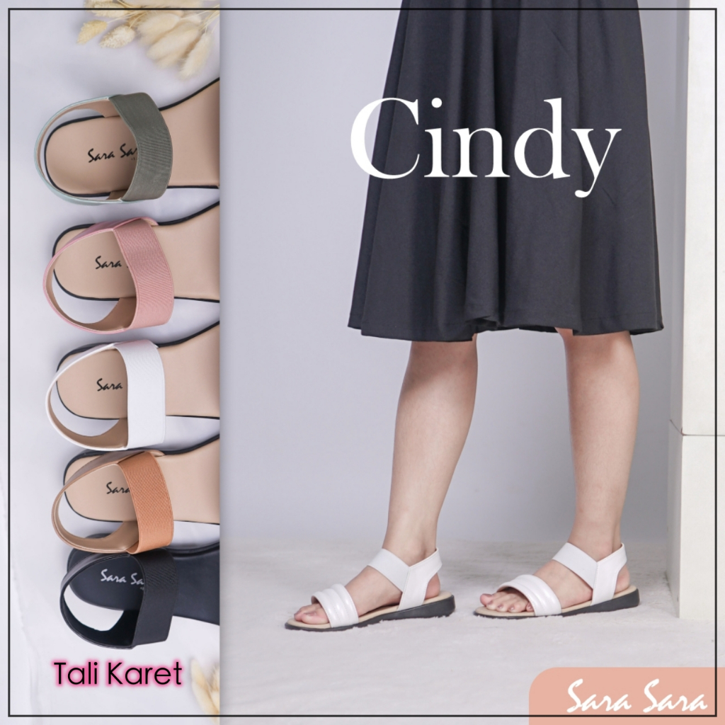 Sara Sara CINDY Sepatu Sandal Wanita Tali Belakang Sendal Slop Casual Platform Tanpa Hak Terbaru