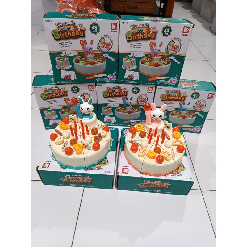 DIY Birthday Cake with music and blow the candle isi 43pcs