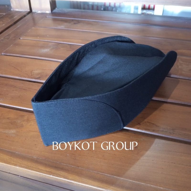 peci paskibraka putri hitam bahan kain bijian