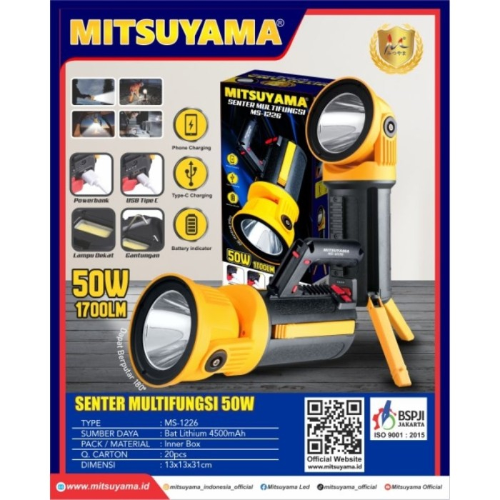 COD Senter Emergency Mitsuyama Ms 1226 Led 50Watt Senter Led Multifungsi