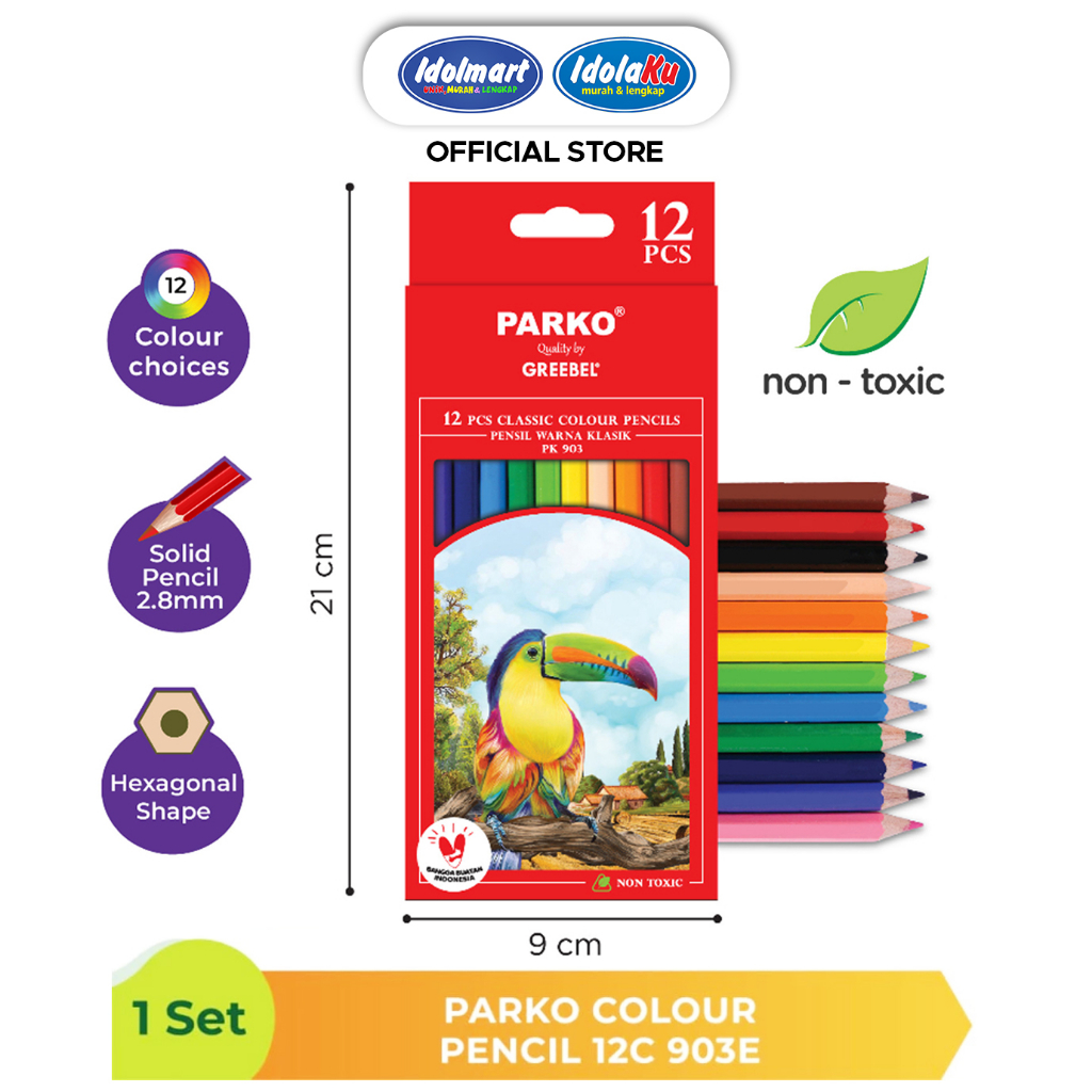 

IDOLMART Pensil Warna PARKO 12 Warna Panjang / Pendek