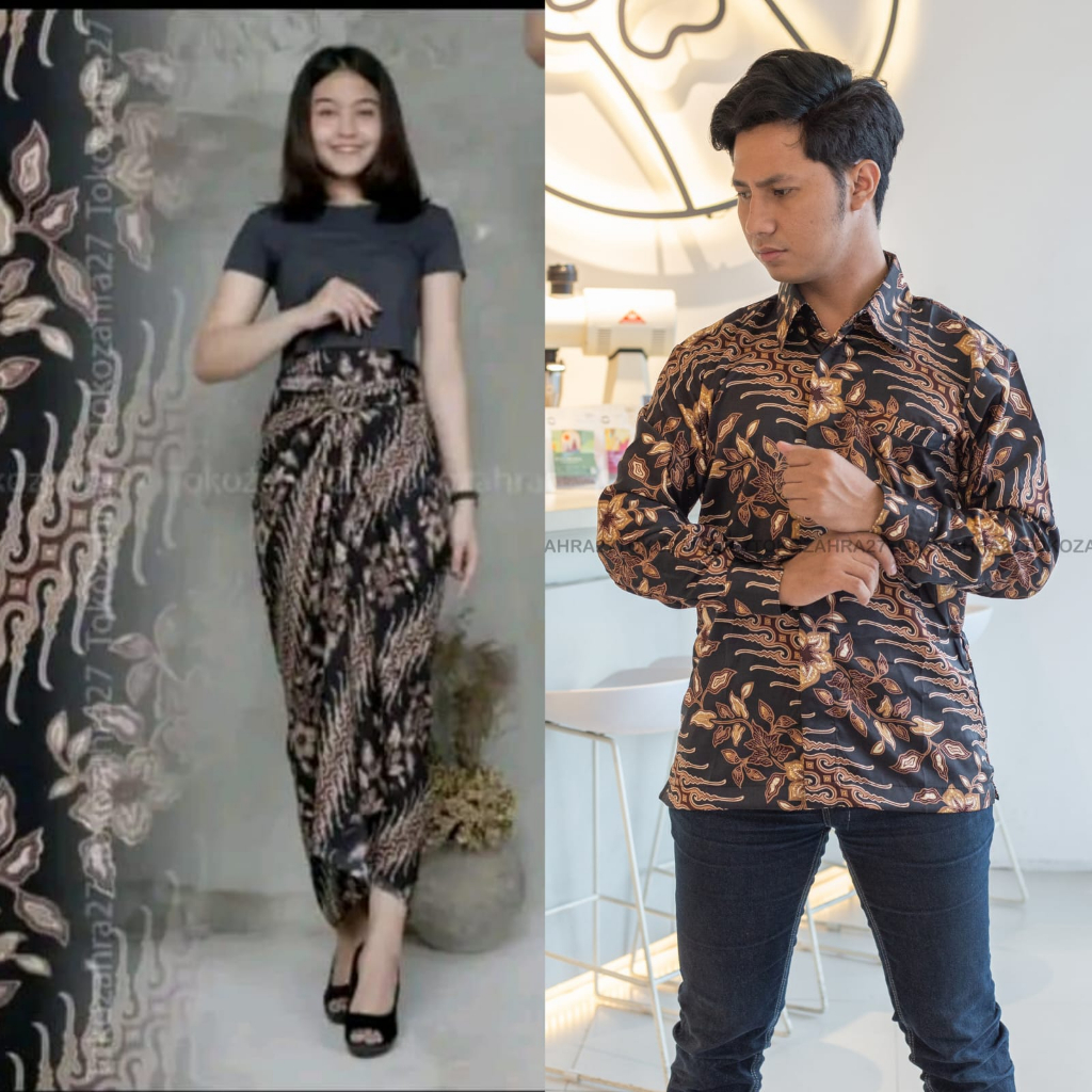 Couple Kemeja Batik Rok Lilit batik Lengan Panjang MOTIF KERA