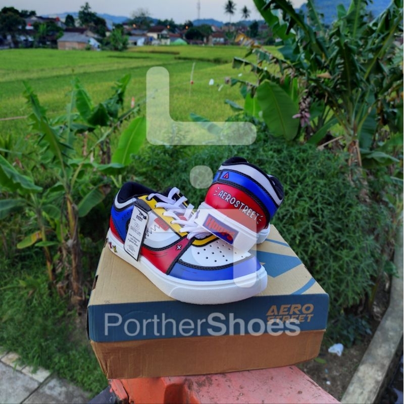 Aerostreet 2D Merah biru Hoops Low