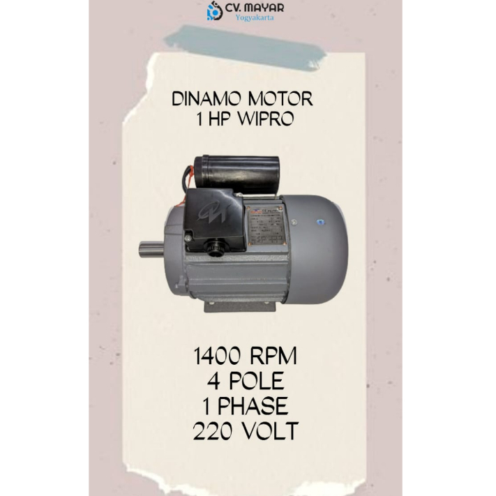 Dinamo motor 1 hp 4 pole 1 phase wipro