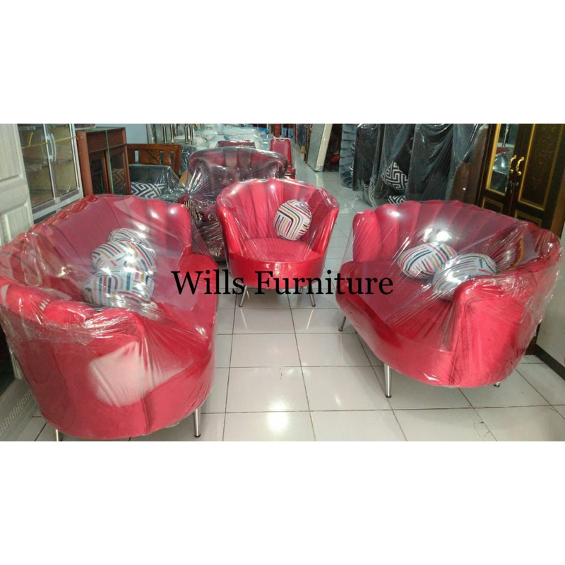 sofa oscar merah 321 kerang dengan meja kaca murah makassar