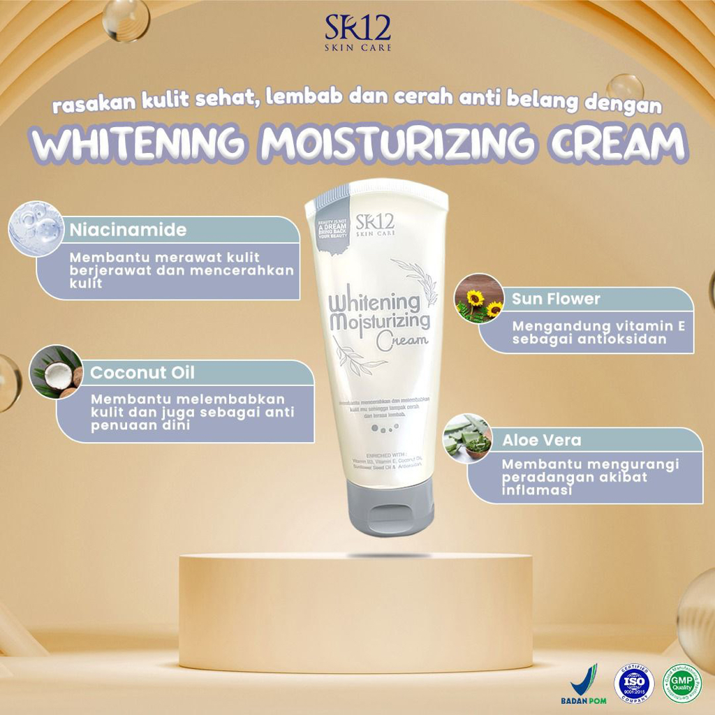 Whitening Moisturizing Cream SR12 Glowing Pelembab Pencerah Tubuh dan Wajah UV Filter 100 ml