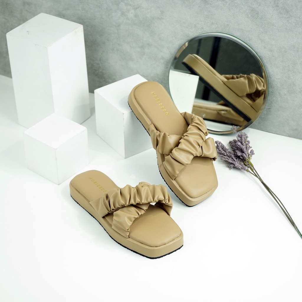 flash sale 7,7 Sandal Wanita Strap Silang Kerut AB 75