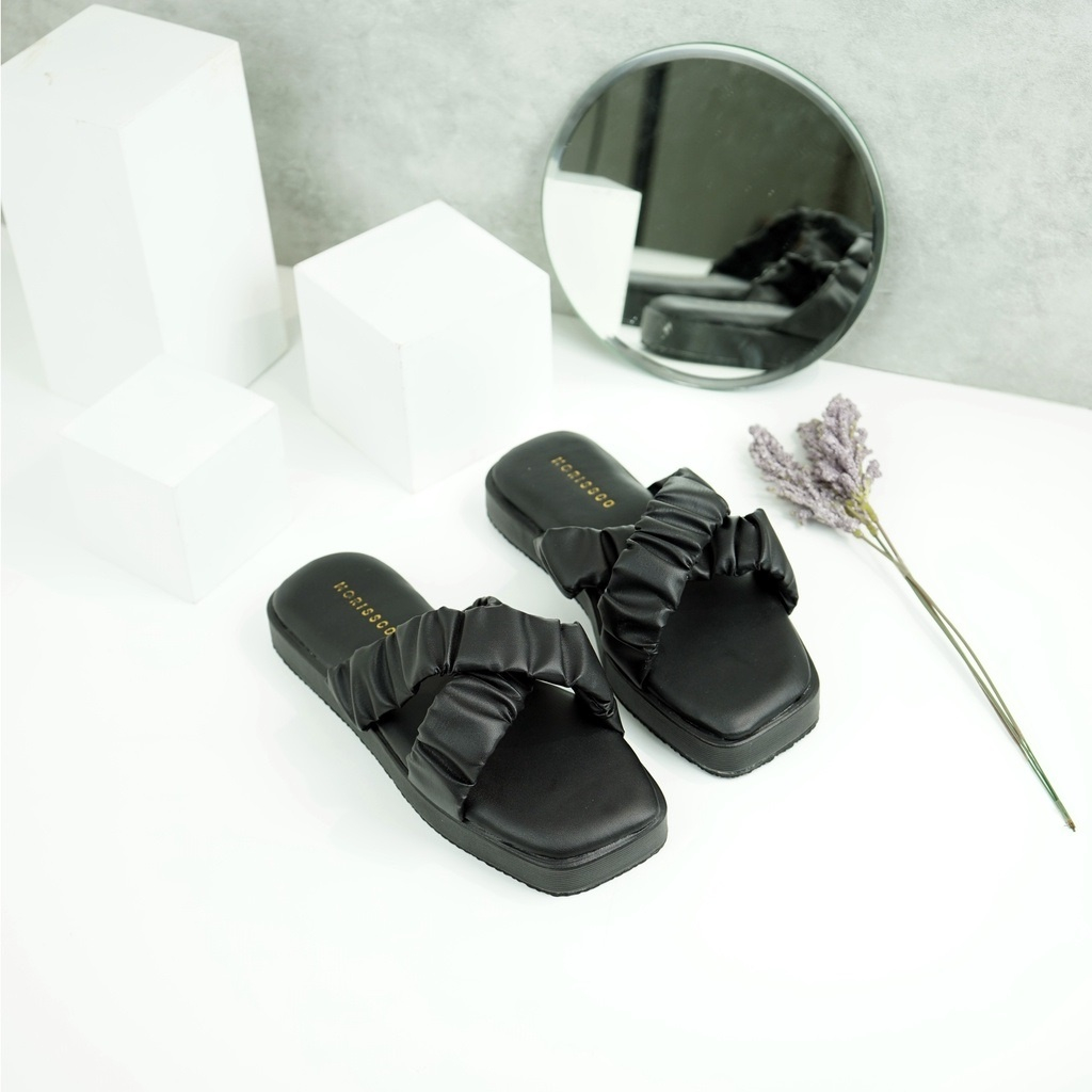 flash sale 7,7 Sandal Wanita Strap Silang Kerut AB 75