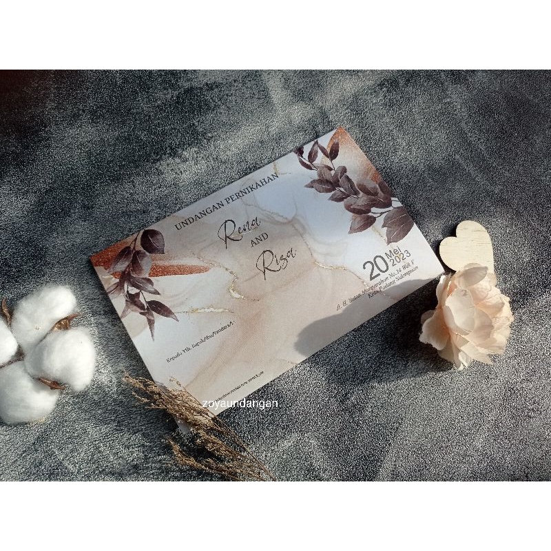 cetak UNDANGAN PERNIKAHAN Raffa rustic coklat