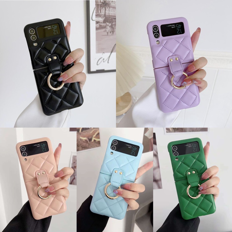 Leather Case Samsung Galaxy Z Flip 5 4 3 5G Z Flip3 Z3 Flip4 Zflip4 Zflip3 Casing Bahan Silikon Kulit Tahan Banting