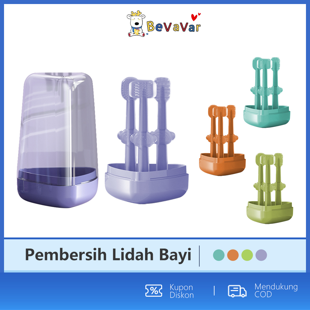 BEVAVAR 4 in 1 Pembersih Lidah Mulut Bayi New Born / Sikat Lidah Gigi Bayi Silikon