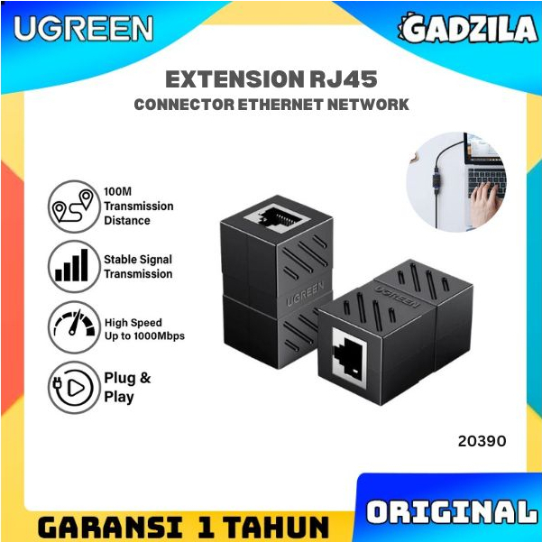 UGREEN Adapter Converter Ethernet Network Barel UTP RJ45 Coupler Konektor Cat 5E 6 7 Female To Female 20390