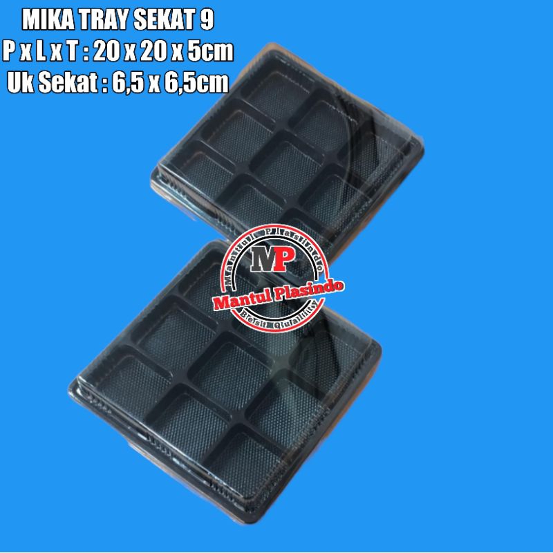 isi 24Set Mika Puding Mini Sekat 9 + Tutup / Tray Box Kotak isi 9 Kue