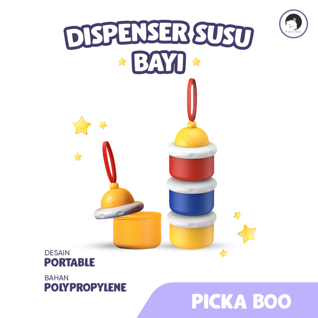 PICKA BOO Dispenser Susu Tempat Susu Bubuk Traveling 3 Susun