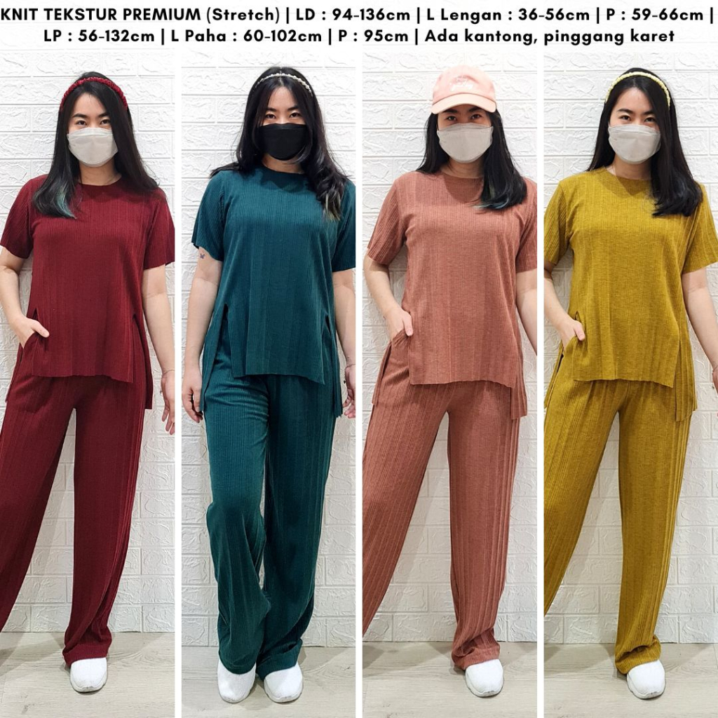 4423 soupe knit one set polos rib premium bigsize oversize model unfinished stelan wanita bumil friendly