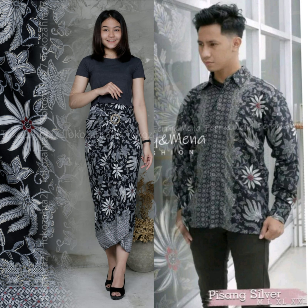 Couple Kemeja Batik Rok Lilit batik Lengan Panjang MOTIF PISANG