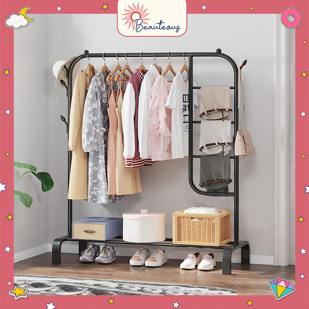 Rak Hijab Tingkat Stand Hanger Hijab Jilbab Gantungan Tas Celana Gawang Besi