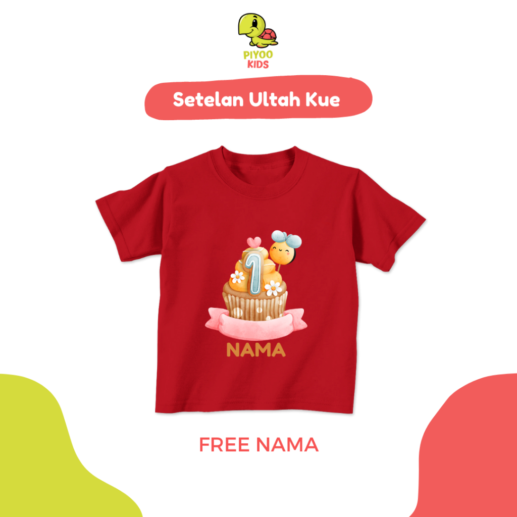 Baju Kaos Ultah Kue Free Nama Untuk Bayi, Anak, Remaja, Dewasa, Big Size