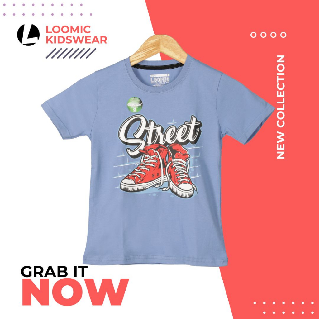 Loomic Kidswear 04/ kaos anak Premium Bahan Anti bakteri Estimasi Umur 2 - 12 Tahun