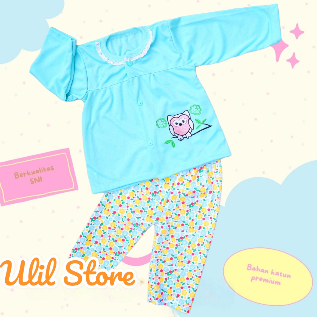 Setelan Piyama Bayi Usia 3-18 Bulan Motif Owl