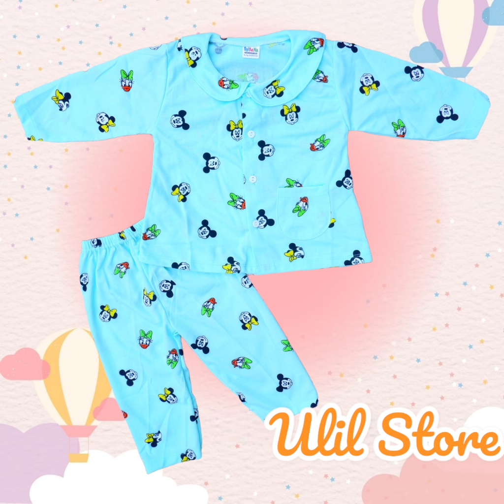 PIYAMA BAYI PEREMPUAN LENGAN PANJANG 3-18 BULAN MOTIF