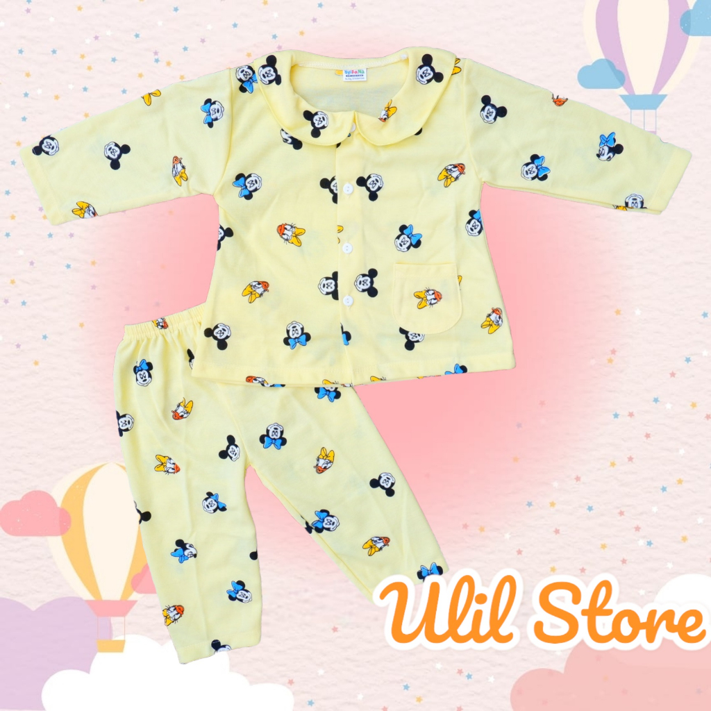 PIYAMA BAYI PEREMPUAN LENGAN PANJANG 3-18 BULAN MOTIF