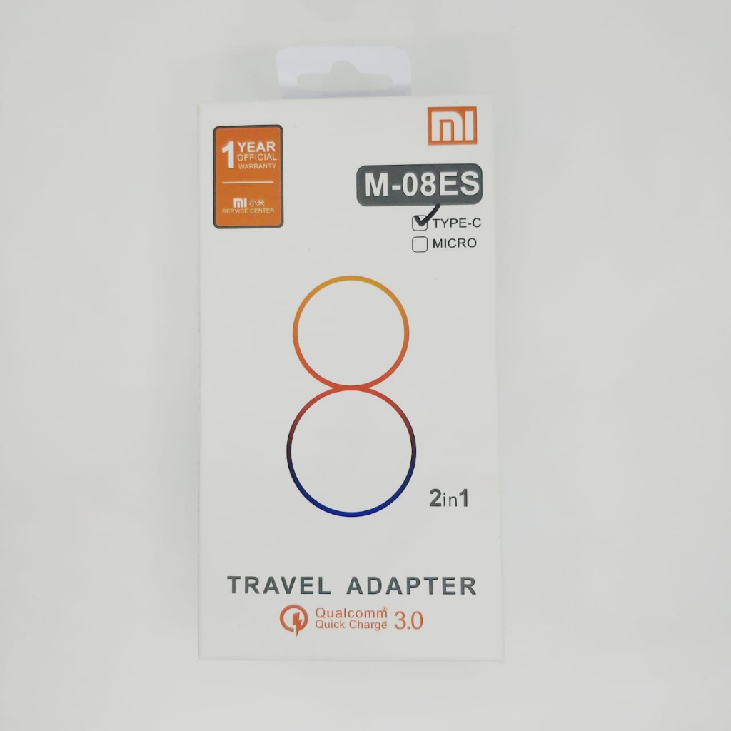 Charger Xiaomi 2in1 M-08ES Micro Dan Type C Travel Adapter Xiaomi 3.0 Qualcom Promo Sen