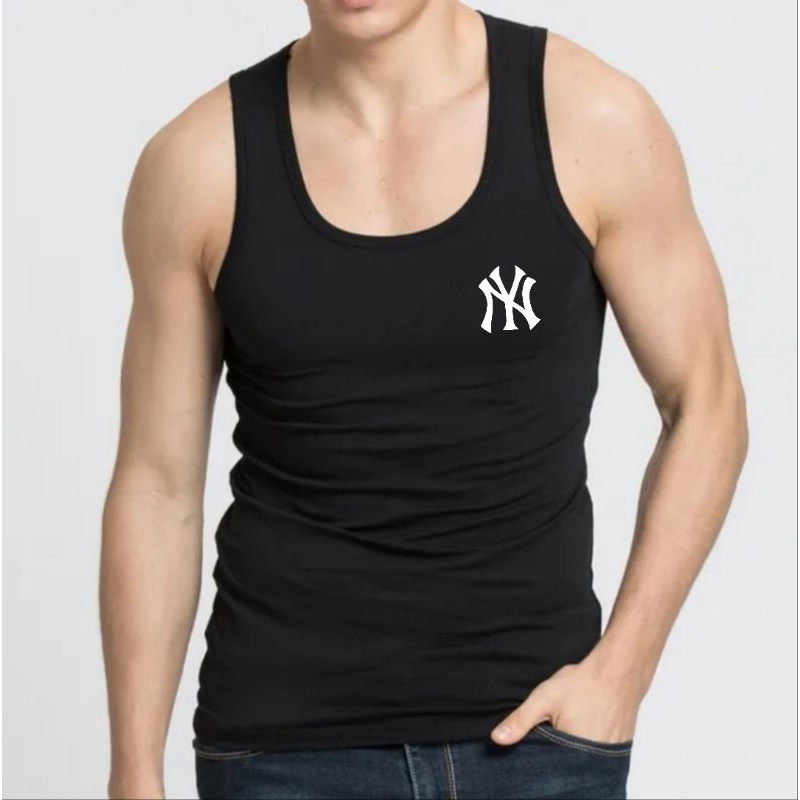 Singlet Dewasa Logo NY Atasan Oblong Tanpa Lengan Baju Distro Dalaman Pria Tanktop Logo COD