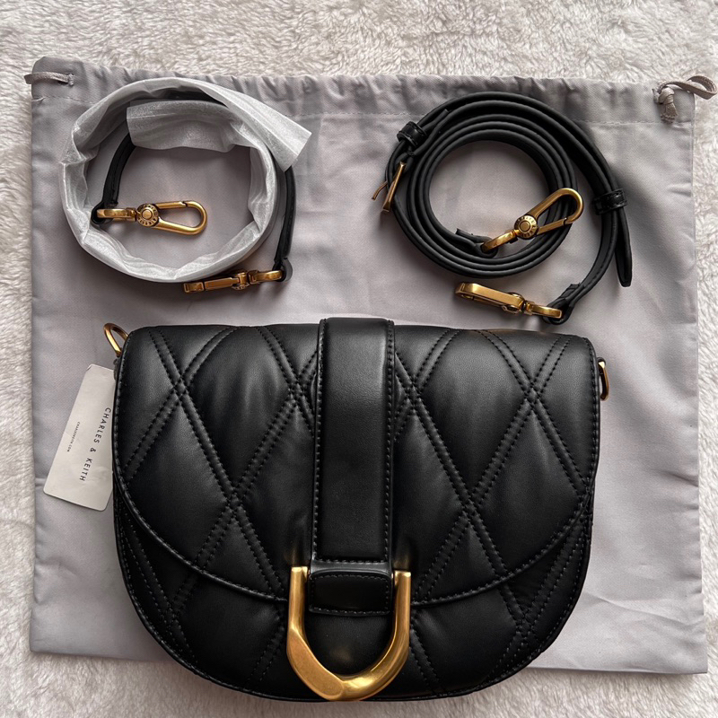 Tas Charles and Keith Gabine Quilted Saddle Bag in Black