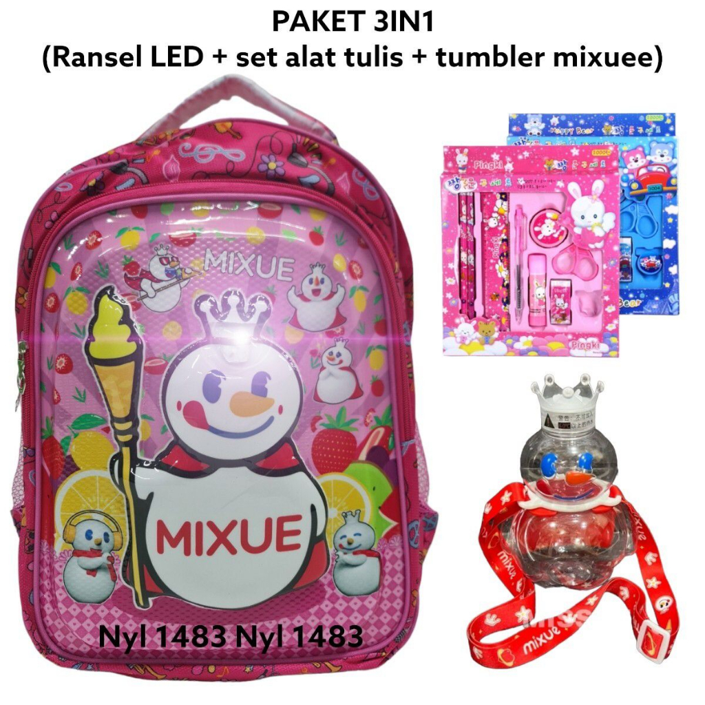 TAS MIXUE 3D ber LED TAS ANAK UKURAN SD TK dan PAUD ber LED 3D TIMBUL TAS ANAK TAS WANITA FASION ANAK WANITA TAS/RANGSEL/TIMBUL