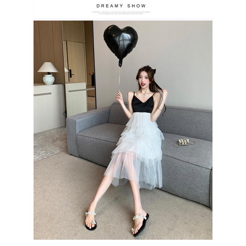 DRESS TULLE IMPORT GAUN BEACH WEAR WANITA MIDI MX587