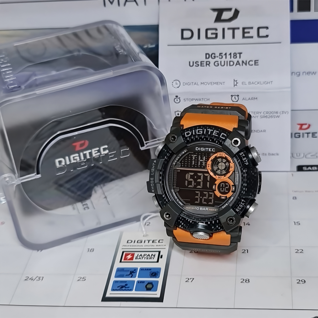 Digitec Swimmer 5118-F Jam Tangan Digital Pria - Black - Orange Resin Strap