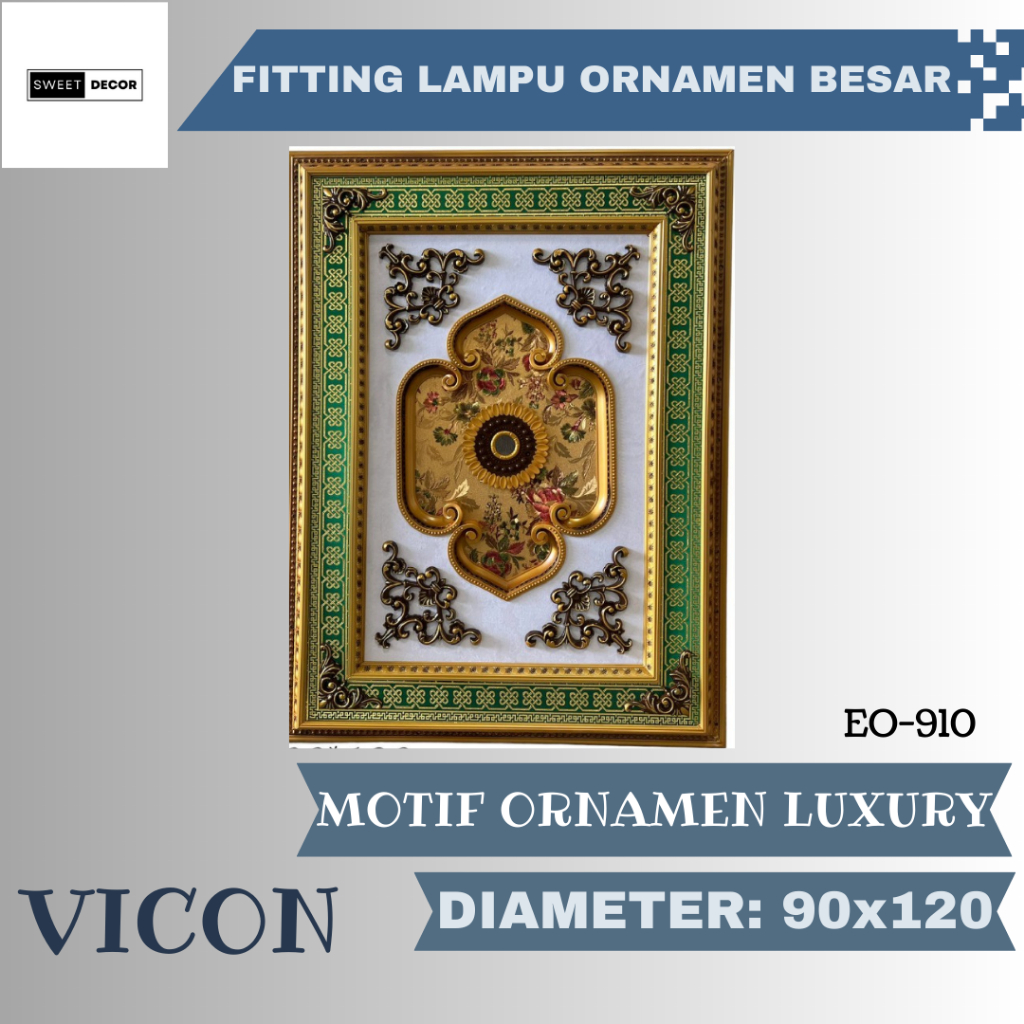 SWEET DECOR VICON ORNAMEN LAMPU BESAR 90X120 CM / ORNAMEN LAMPU BESAR / LAMPU PLAFON PVC / ORNAMEN L
