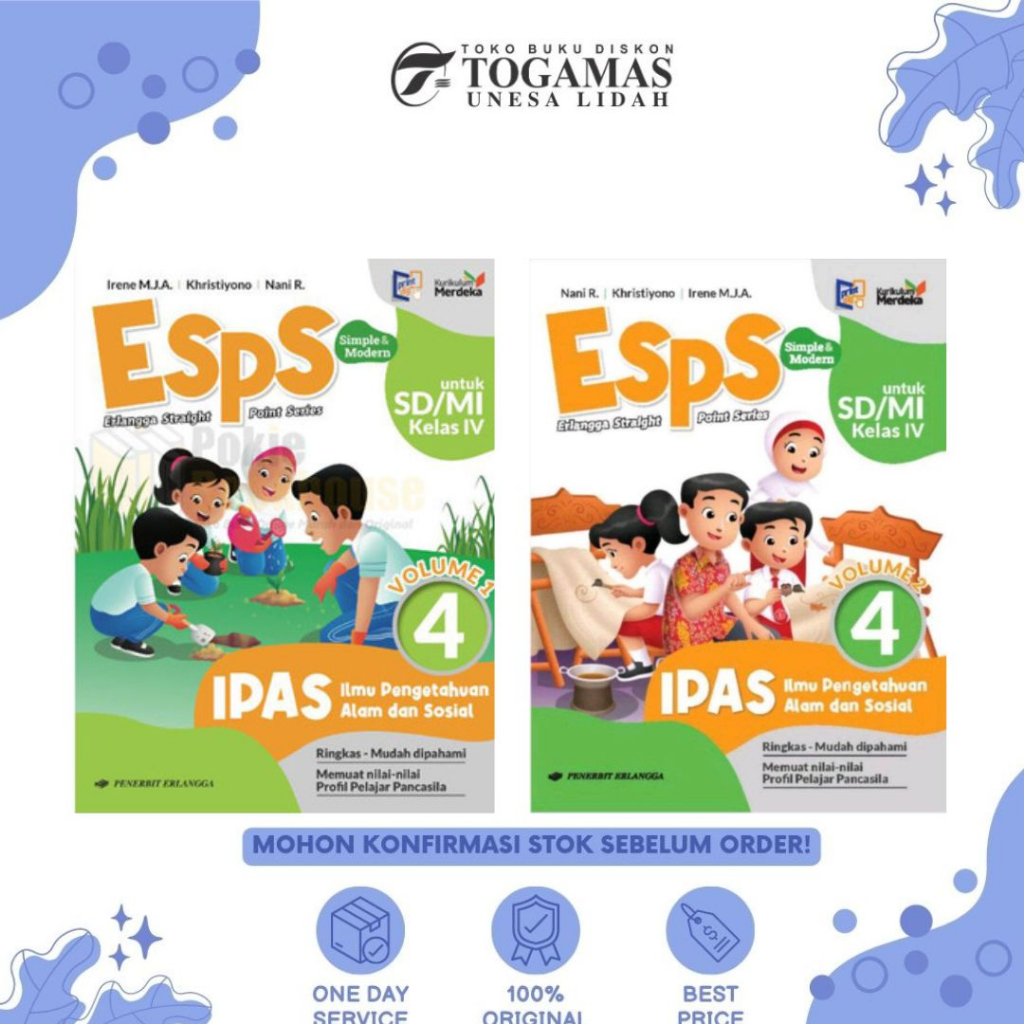 ESPS: IPAS ILMU PENGETAHUAN ALAM DAN SOSIAL SD /MI IV JL4 VOL. 1,2 KURIKULUM MERDEKA GRATIS STICKER NAMA