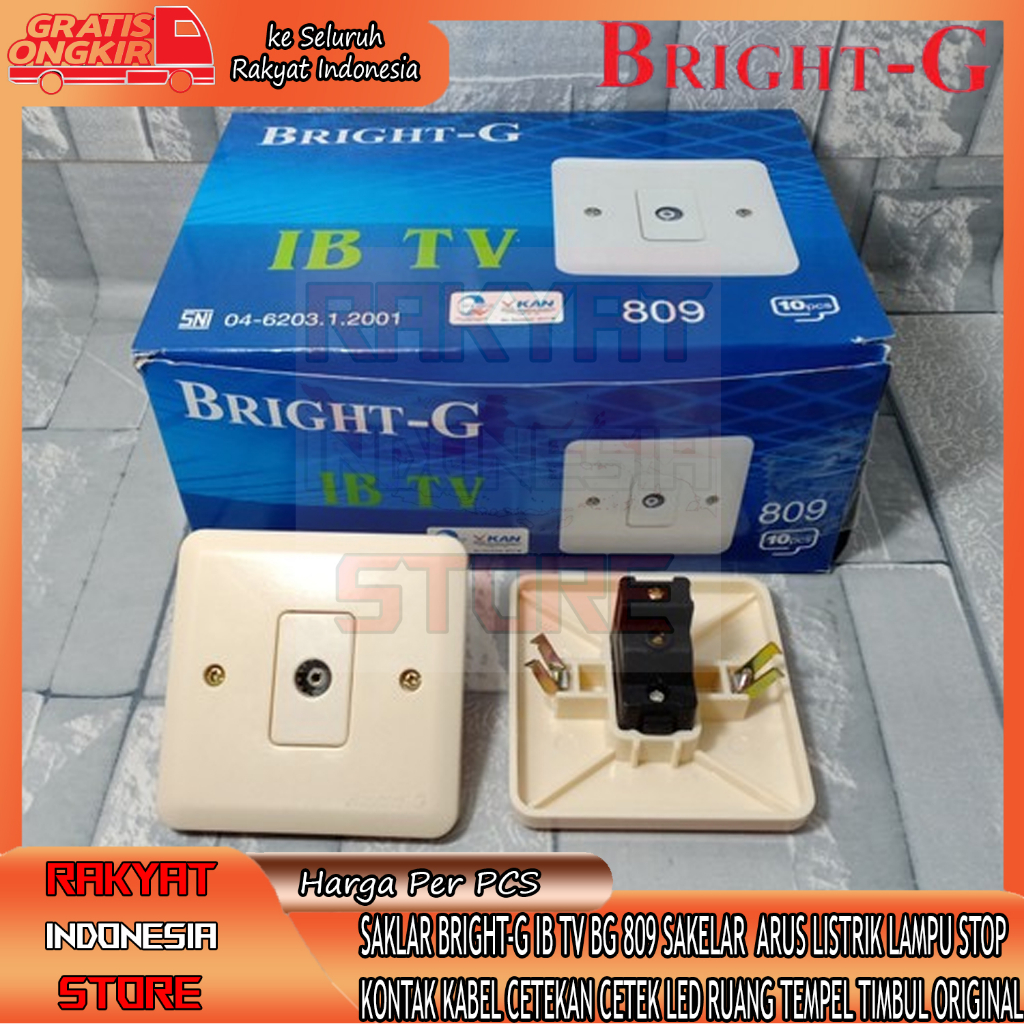 SWITCH SAKLAR SOCKET BRIGHT-G IB TV BG 809 SAKELAR COLOKAN  COLOK KABEL OUTBOW SOCKET TEMPEL DINDING